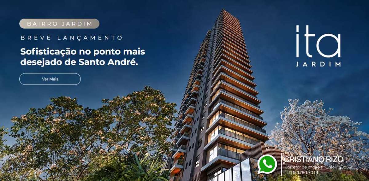 Breve Lançamento ITA Jardim, 180m², 3 Suítes, 3 Vagas com Depósito em Santo André - Cristiano Rizo