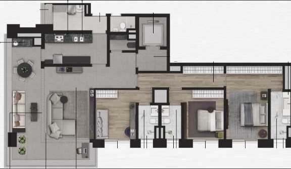 Planta - Apartamento à venda, em São Paulo, Itaim Bibi, com 3 quartos, 2 vagas155.03m² - Cristiano Rizo