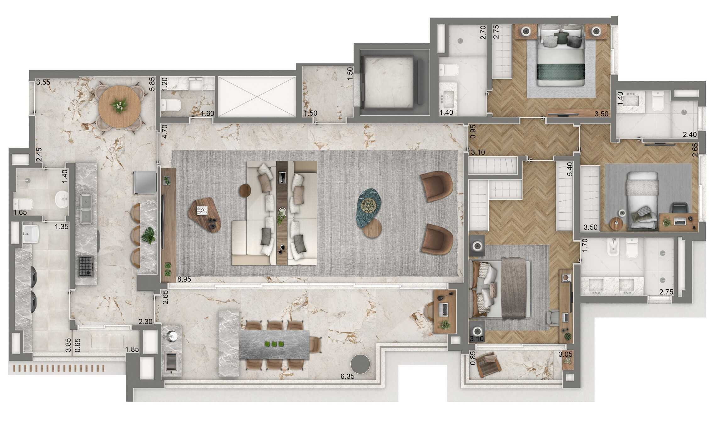 Planta - Apartamento à venda, no The Palace Royal,  em São Paulo, Vila Mariana, com 4 quartos, 177.5m² - Cristiano Rizo