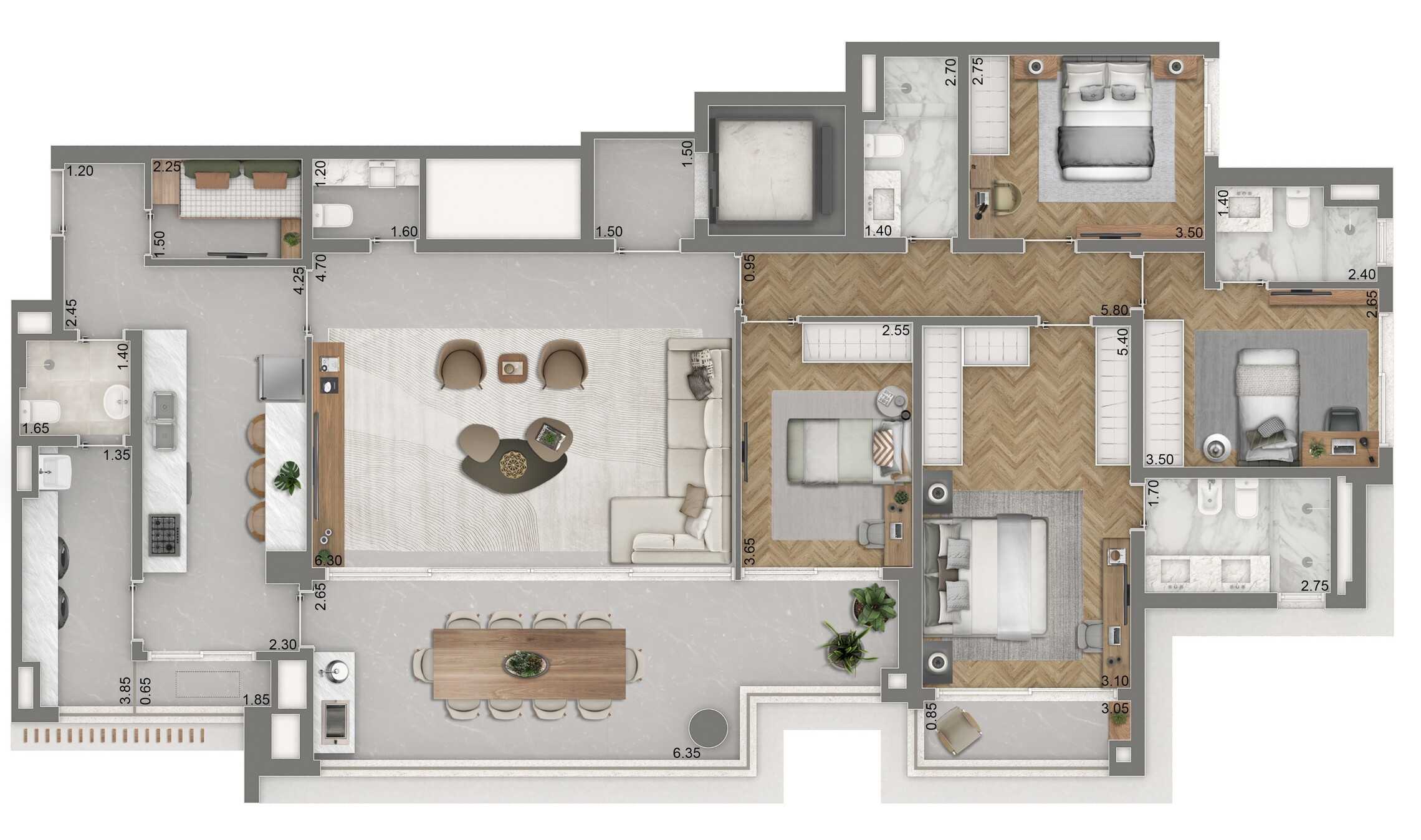Planta - Apartamento à venda, no The Palace Royal,  em São Paulo, Vila Mariana, com 4 quartos, 177.5m² - Cristiano Rizo