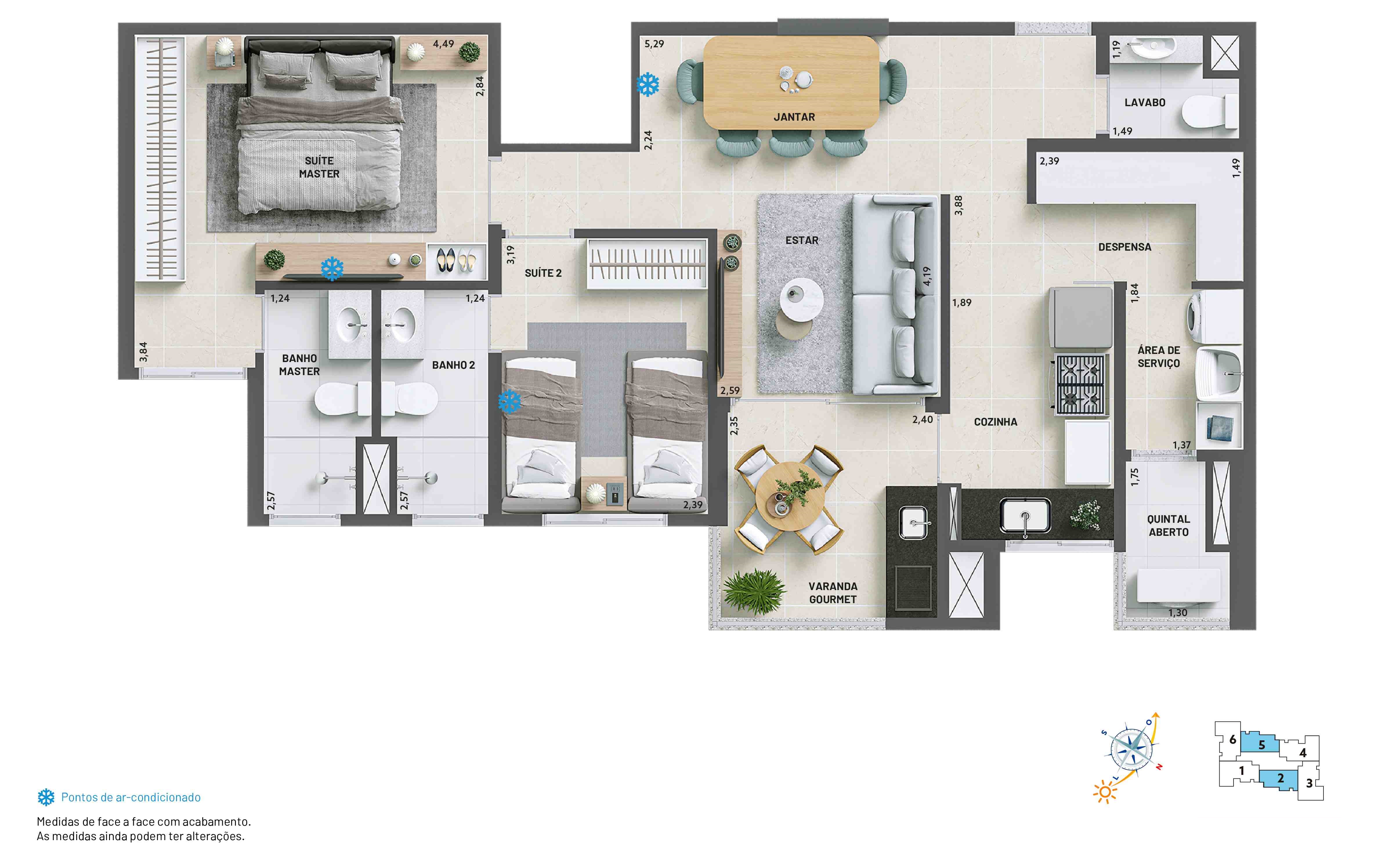 Planta - Aurea Patriani - 77m² com 2 Suítes e 2 vagas, à venda em Santo André, Vila Guiomar - Cristiano Rizo