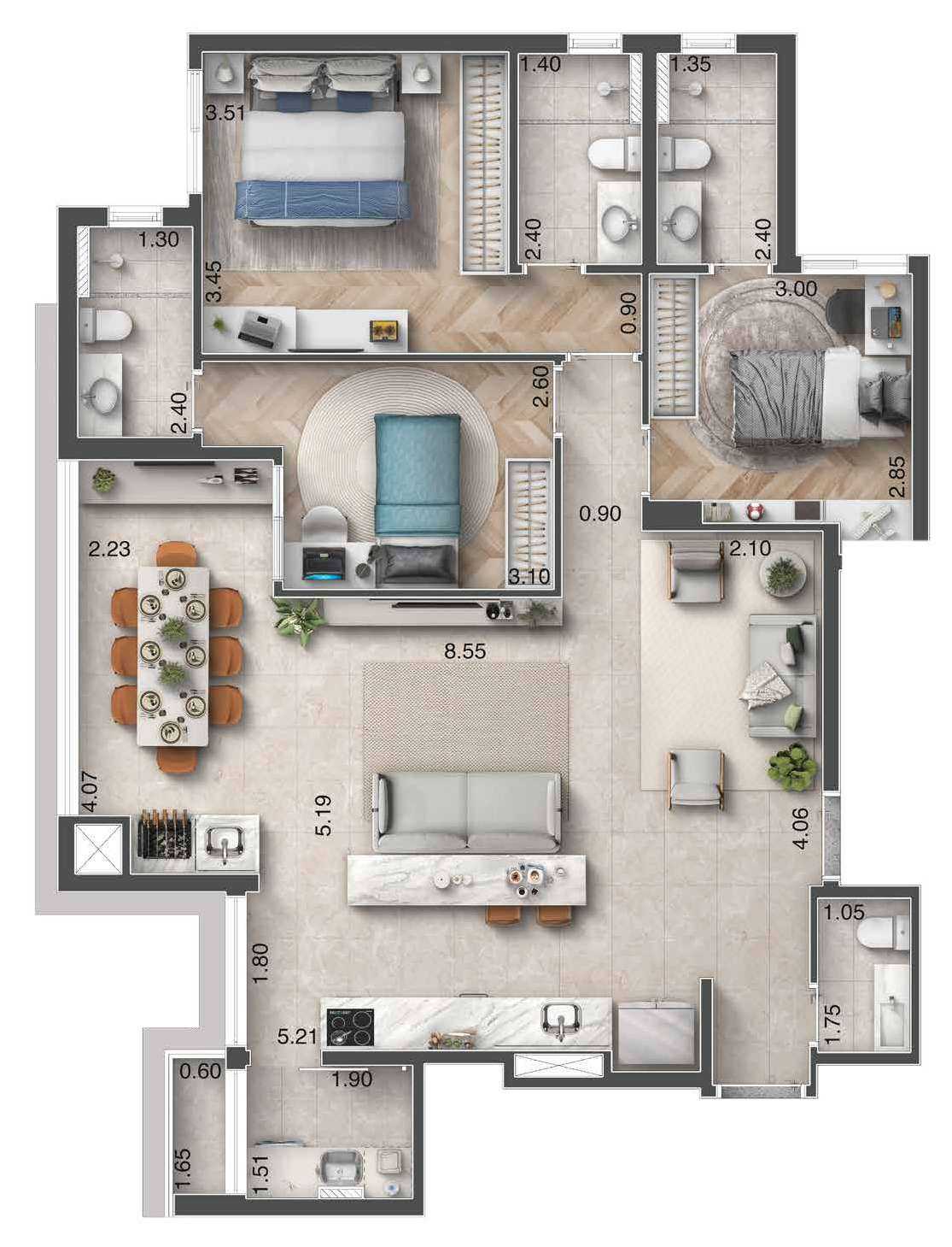 Planta - Vero Lorenzini - Centro São Caetano do Sul - 110m², 3 Suites, Depósito, 2 Vagas e Lazer Completo, a venda - Cristiano Rizo