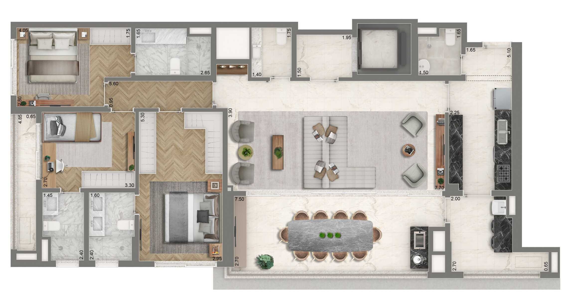 Planta - Apartamento à venda em São Paulo, Vila Mariana, com 4 quartos, 155m² - Cristiano Rizo