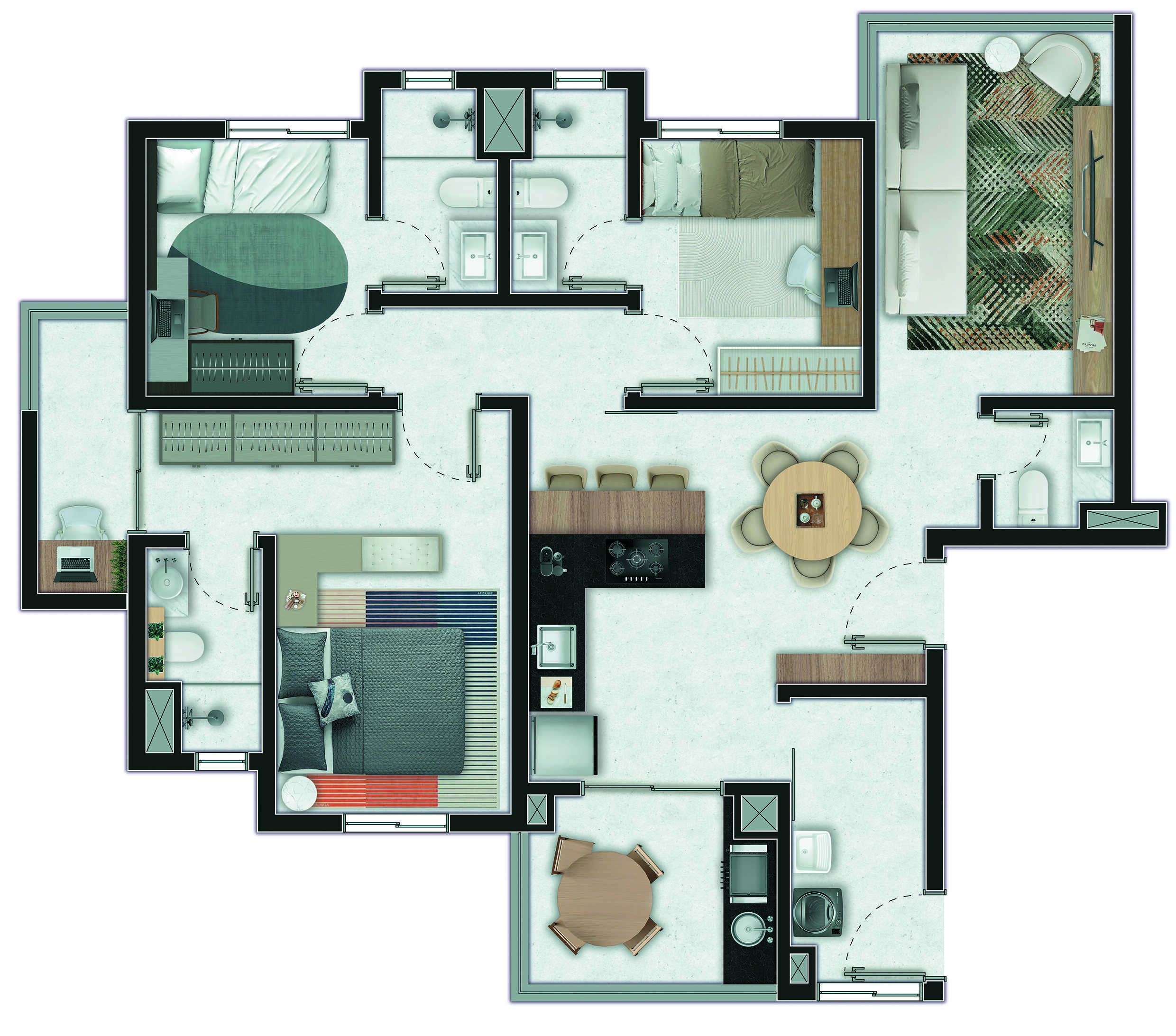 Planta - Lançamento Palazzo Elevato Vila Gilda - 100m², 3 Suítes, 2 Vagas, a venda em Santo André - Cristiano Rizo