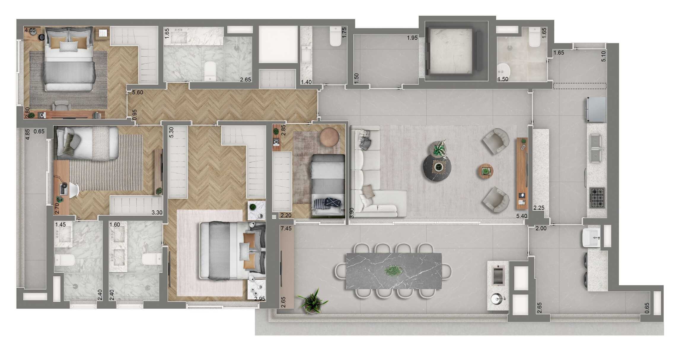 Planta - Apartamento à venda em São Paulo, Vila Mariana, com 4 quartos, 155m² - Cristiano Rizo