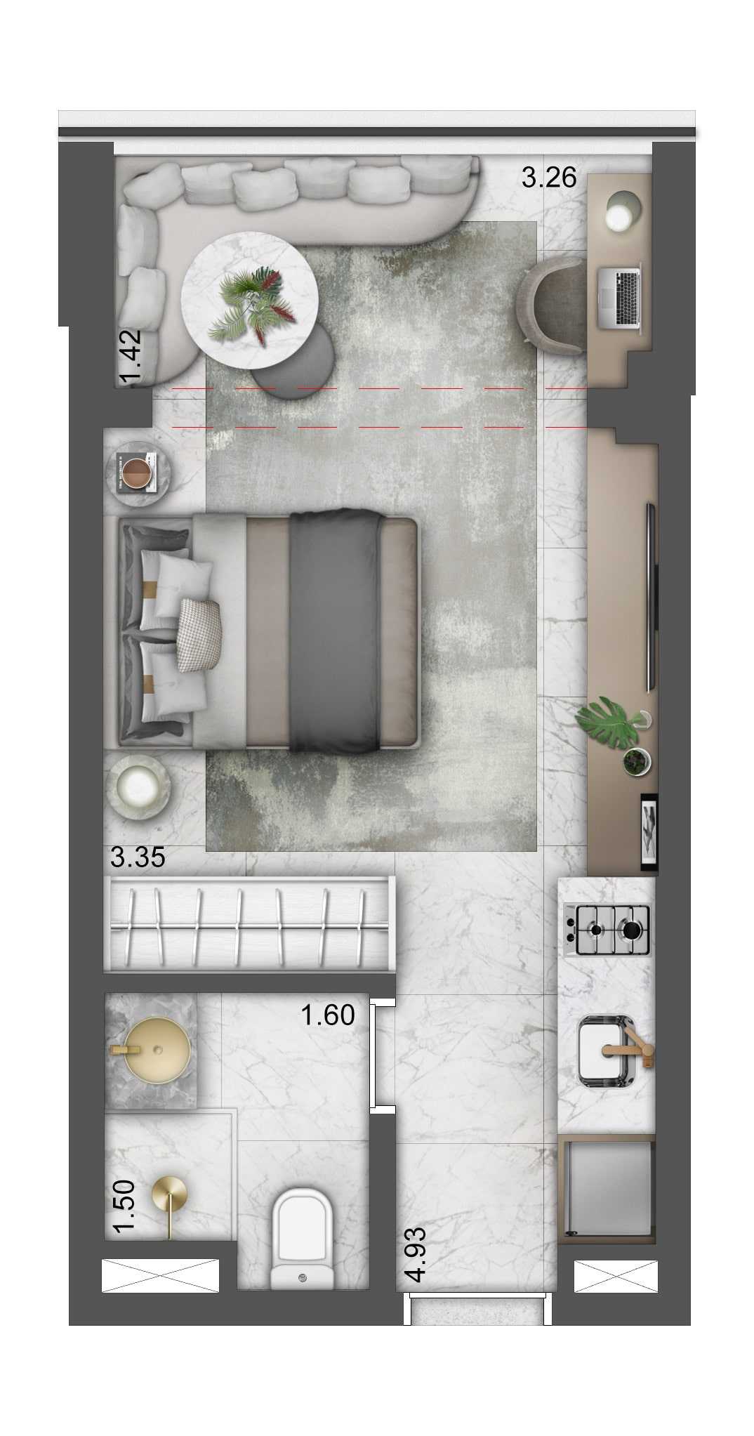 Planta - Lumière Studios, 26m² na Chacara Klabin, proximo ao Metro a venda - Cristiano Rizo
