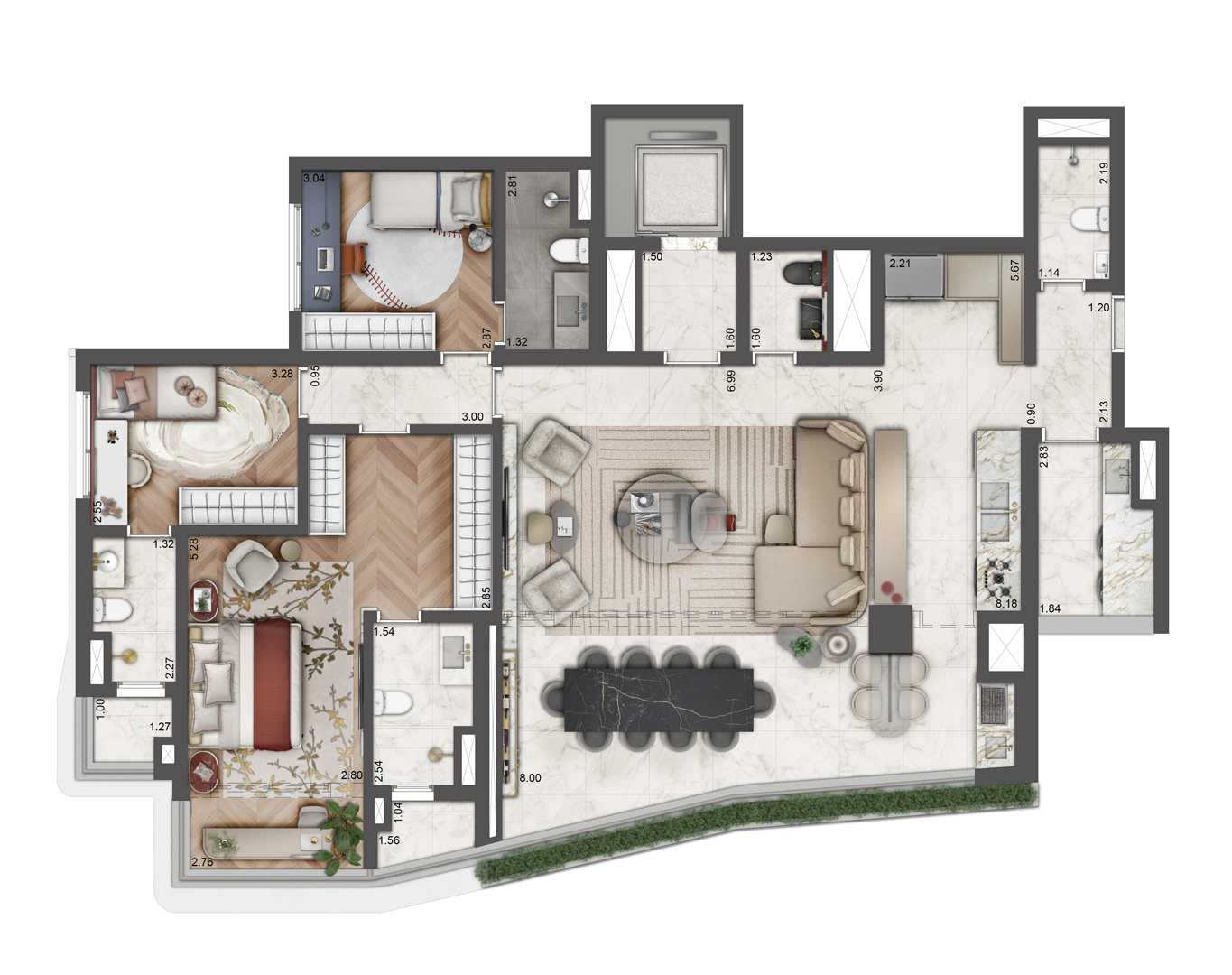 Planta - Le Six Residences, Vila Mariana, 154m², 4 Dorms, 2 Suites e 2 Vagas a venda, São Paulo - Cristiano Rizo