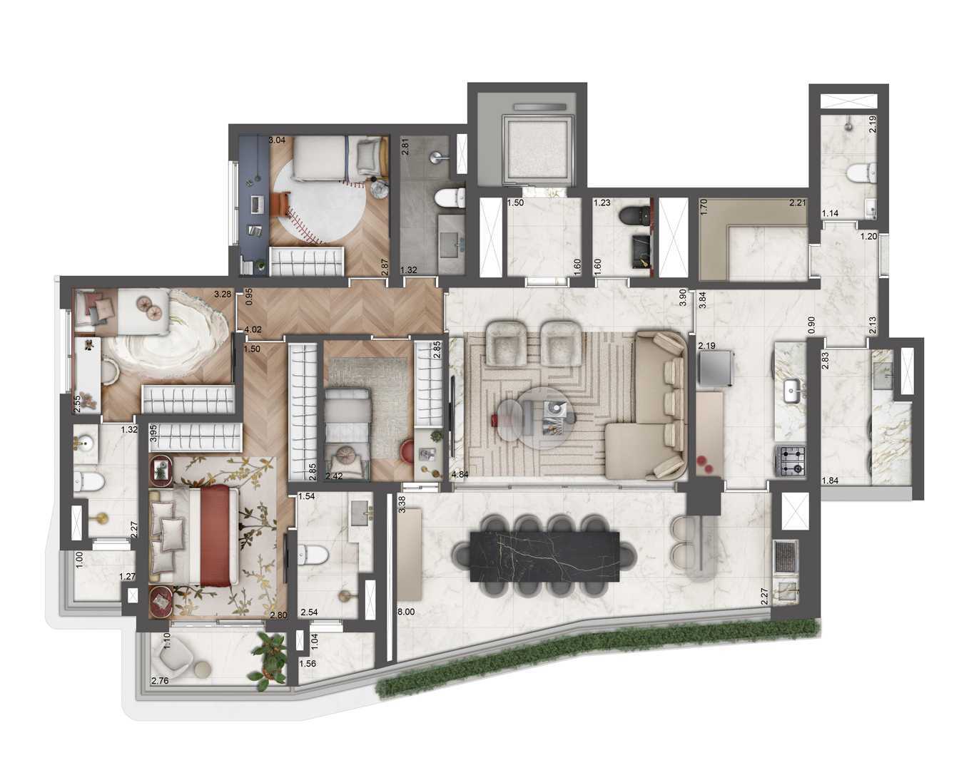 Planta - Le Six Residences, Vila Mariana, 154m², 4 Dorms, 2 Suites e 2 Vagas a venda, São Paulo - Cristiano Rizo