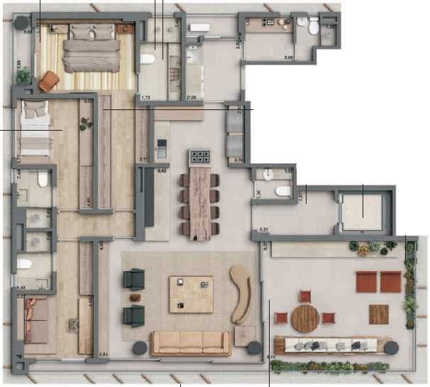Planta - Apartamento à venda em São Paulo, Itaim Bibi, com 3 quartos, 209,11m² - Cristiano Rizo