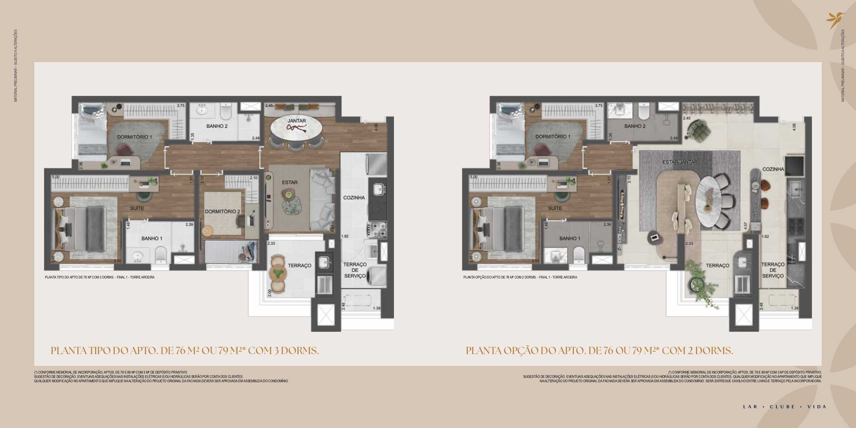 Planta - Reserva São Caetano, Bairro Fundação - De 59m² a 89m², com 2 ou 3 dormitórios em São Caetano do Sul - Cristiano Rizo