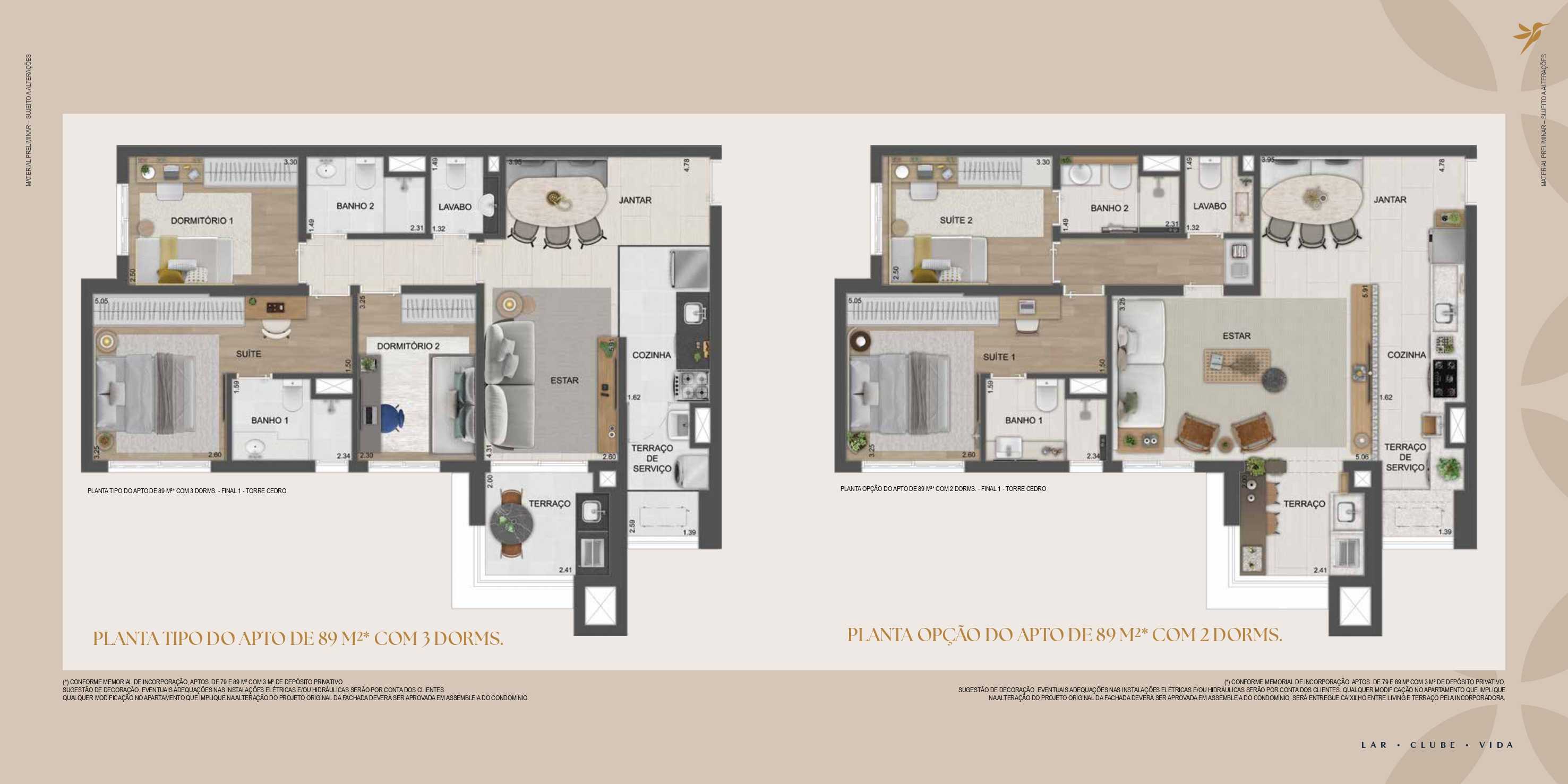 Planta - Reserva São Caetano, Bairro Fundação - De 59m² a 89m², com 2 ou 3 dormitórios em São Caetano do Sul - Cristiano Rizo