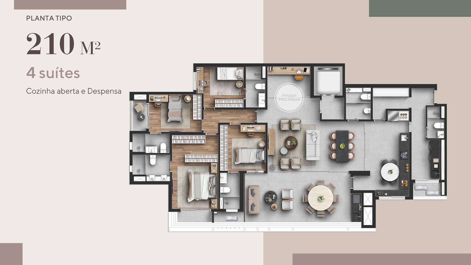 Planta - Capitolo Klabin by Lissoni - 210m², 3 a 4 Suites, 3 a 4 vagas, a venda, Chácara Klabin - Cristiano Rizo