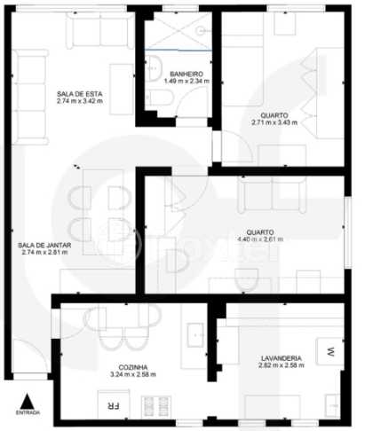 Planta - Apartamento a Venda no Bairro Ipiranga na Rua Lino Coutinho, 69m², 2 Dorms com 1 vaga - Cristiano Rizo