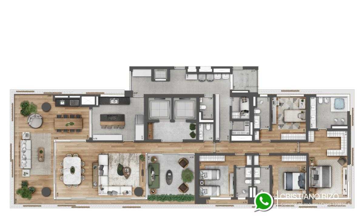 Planta - Figueira Leopoldo - 355m² com 4 suítes e 4 vagas no coração do Itaim Bibi, a venda em São Paulo - Cristiano Rizo