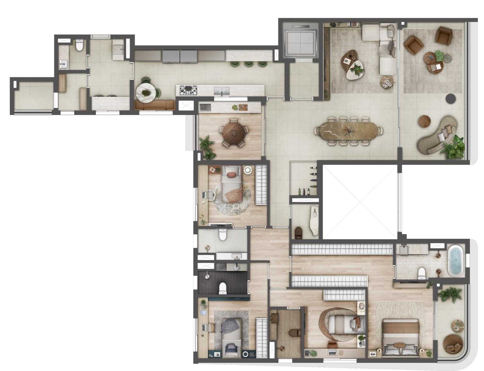 Planta - Casa Ceramica, Espaço Cerâmica - 130m², 171m² e 242m², de 3 a 4 Suites em São Caetano do Sul - Cristiano Rizo