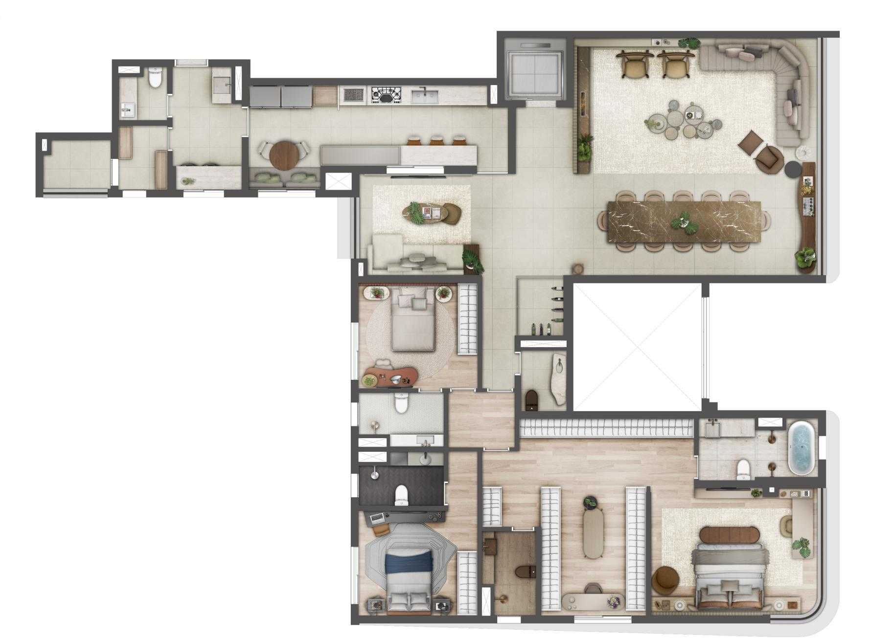 Planta - Casa Ceramica, Espaço Cerâmica - 130m², 171m² e 242m², de 3 a 4 Suites em São Caetano do Sul - Cristiano Rizo