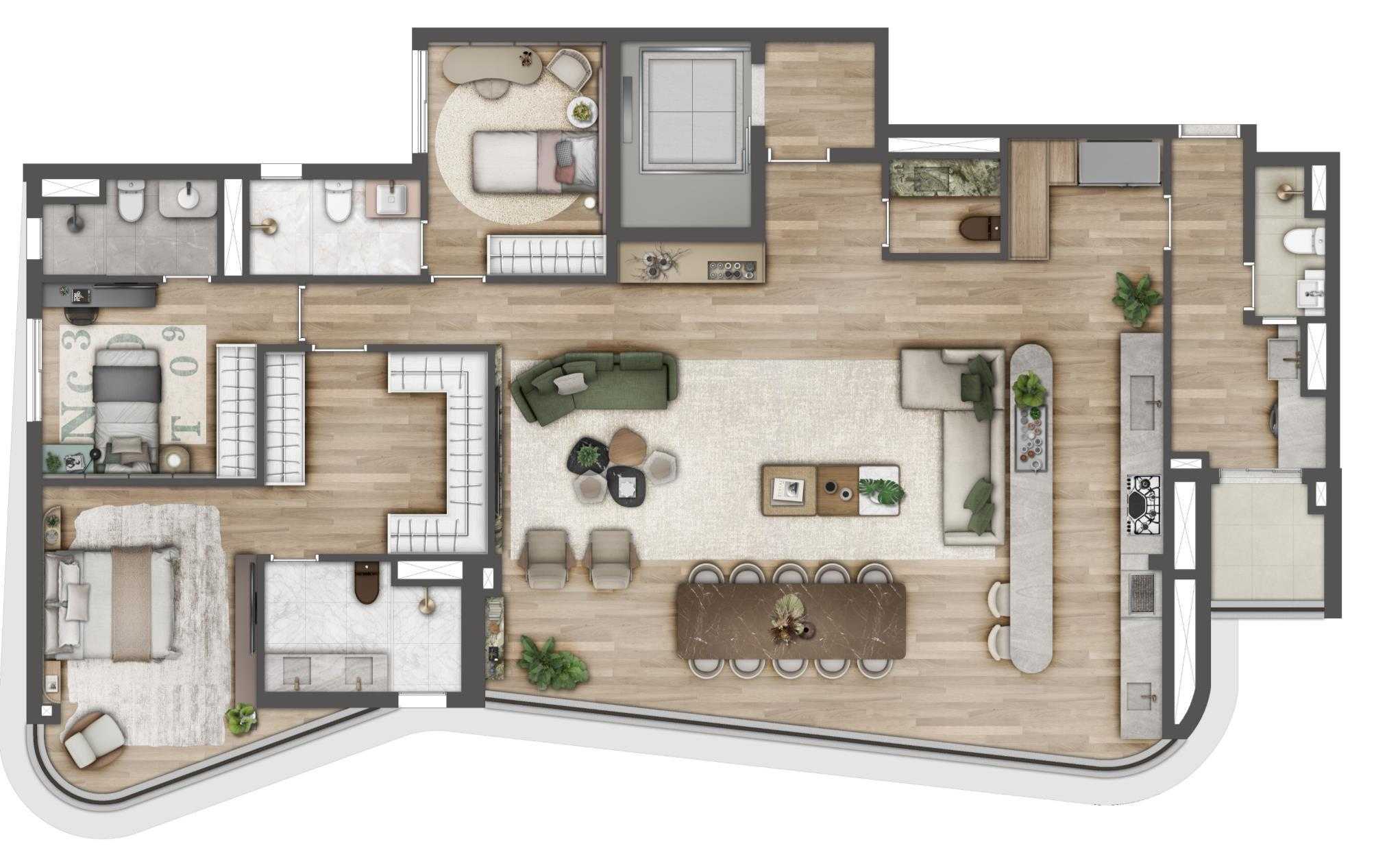 Planta - Casa Ceramica, Espaço Cerâmica - 130m², 171m² e 242m², de 3 a 4 Suites em São Caetano do Sul - Cristiano Rizo