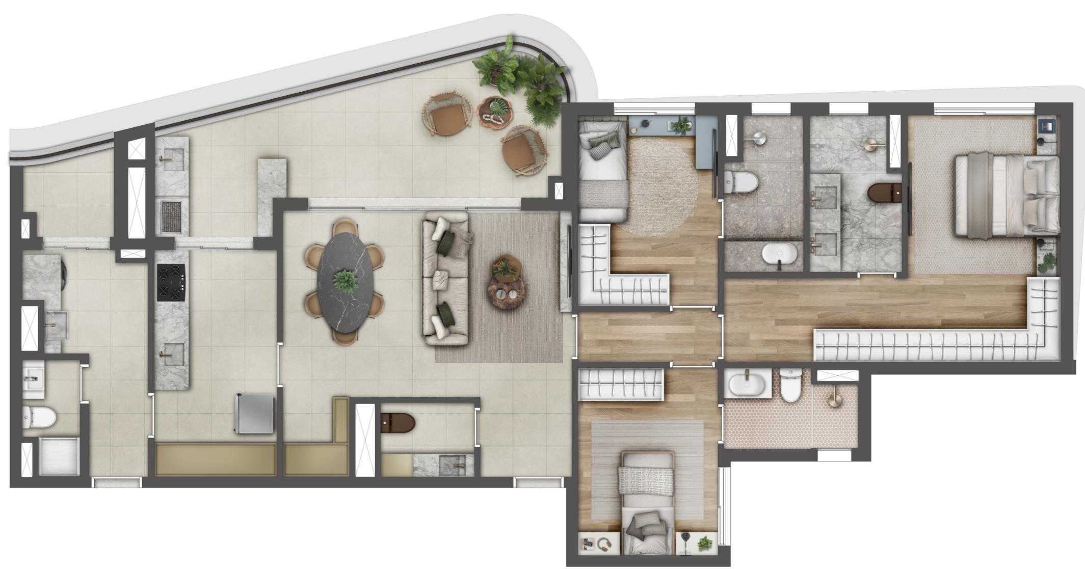 Planta - Casa Ceramica, Espaço Cerâmica - 130m², 171m² e 242m², de 3 a 4 Suites em São Caetano do Sul - Cristiano Rizo