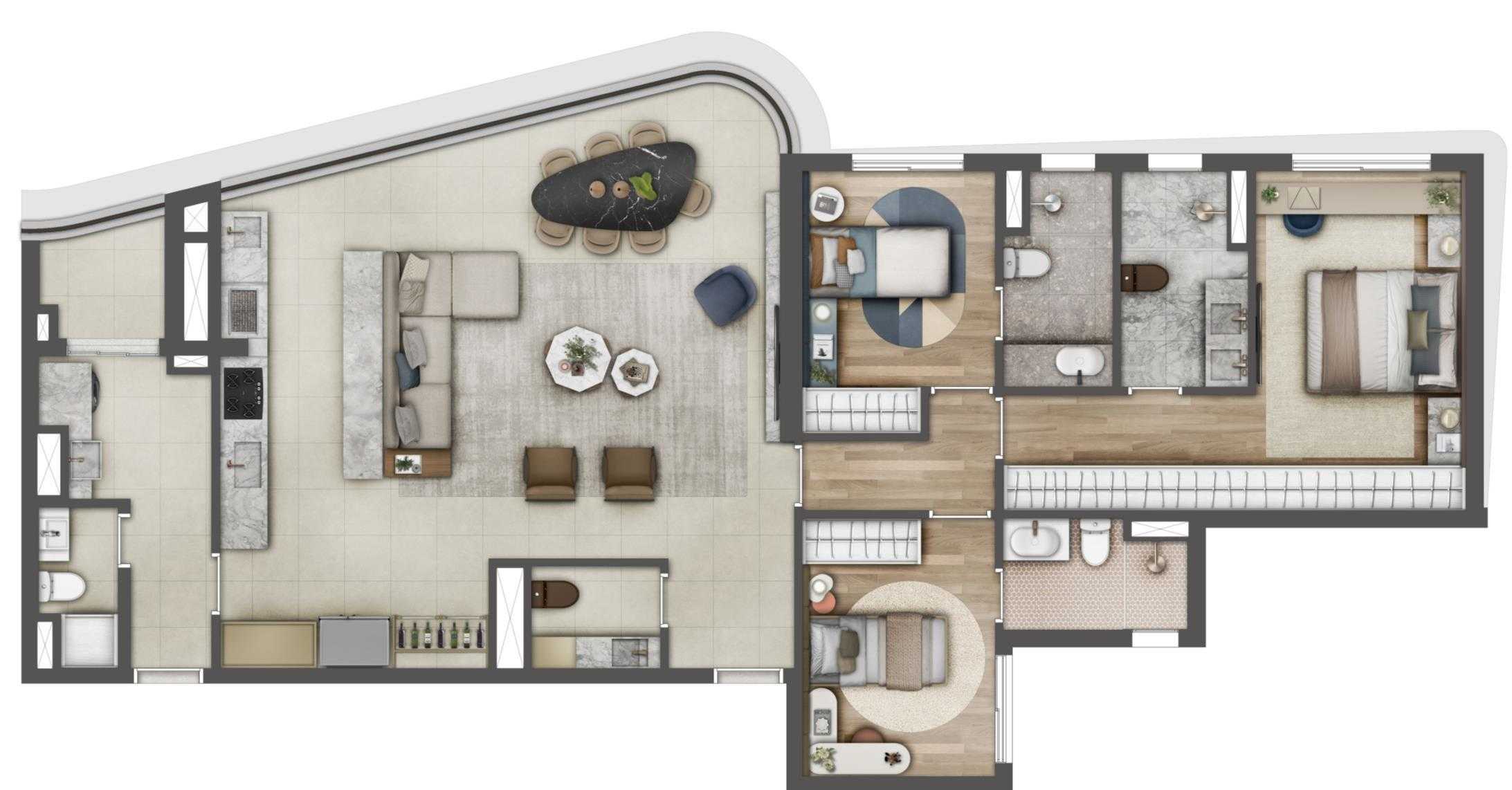 Planta - Casa Ceramica, Espaço Cerâmica - 130m², 171m² e 242m², de 3 a 4 Suites em São Caetano do Sul - Cristiano Rizo
