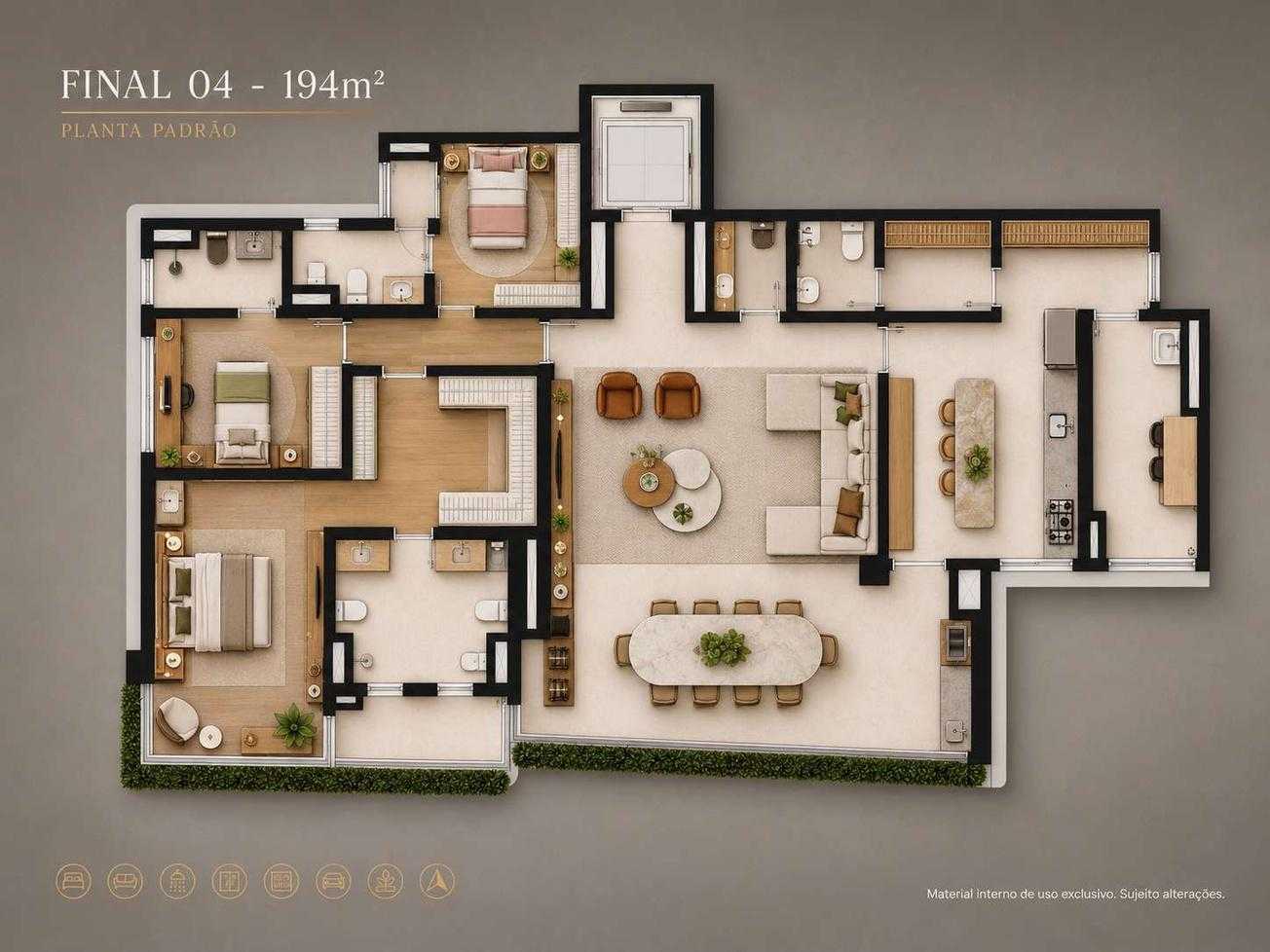 Planta - Le Six Ibirapuera em Moema: apartamentos de luxo de 194m² e 264m², 4 suítes, próximo ao Parque Ibirapuera a venda - Cristiano Rizo