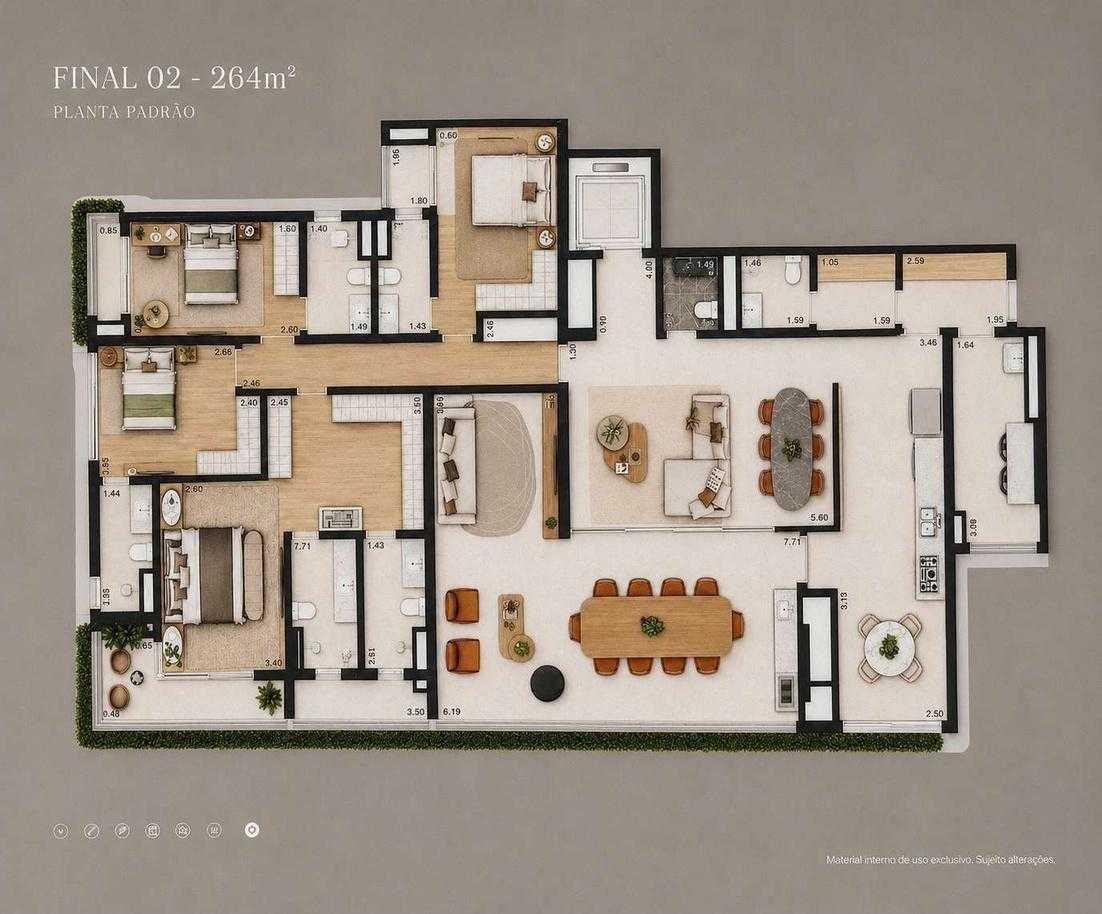 Planta - Le Six Ibirapuera em Moema: apartamentos de luxo de 194m² e 264m², 4 suítes, próximo ao Parque Ibirapuera a venda - Cristiano Rizo