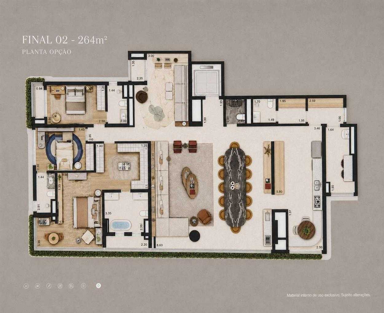 Planta - Le Six Ibirapuera em Moema: apartamentos de luxo de 194m² e 264m², 4 suítes, próximo ao Parque Ibirapuera a venda - Cristiano Rizo