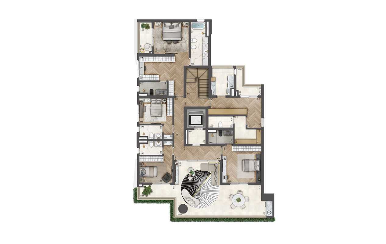 Planta - Soleil by Boca do Lobo – 246m² a 637m² com 3 a 4 Suítes e Lazer Completo, a venda na Chácara Klabin - Cristiano Rizo