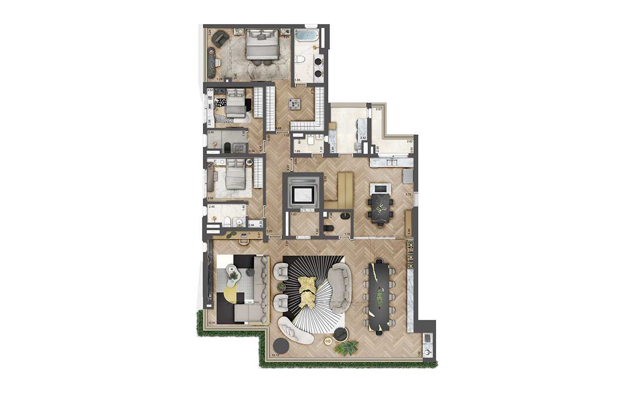 Planta - Soleil by Boca do Lobo – 246m² a 637m² com 3 a 4 Suítes e Lazer Completo, a venda na Chácara Klabin - Cristiano Rizo