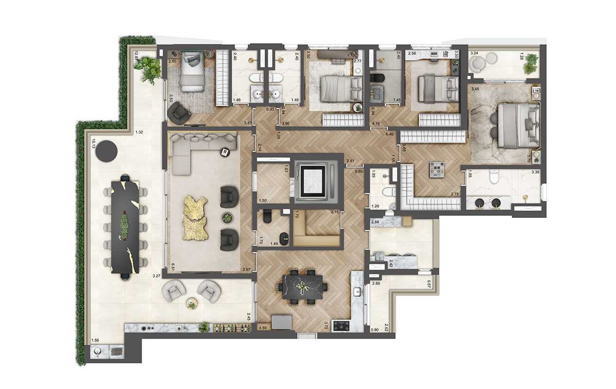 Planta - Soleil by Boca do Lobo – 246m² a 637m² com 3 a 4 Suítes e Lazer Completo, a venda na Chácara Klabin - Cristiano Rizo