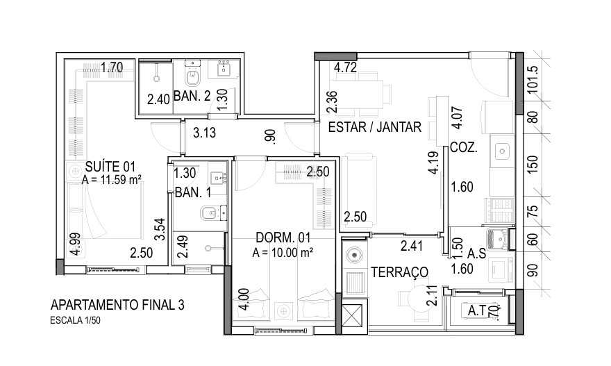 Planta - Breve Lançamento Raizes Lorenzini - 68m² e 79m² em São Caetano do Sul - Cristiano Rizo