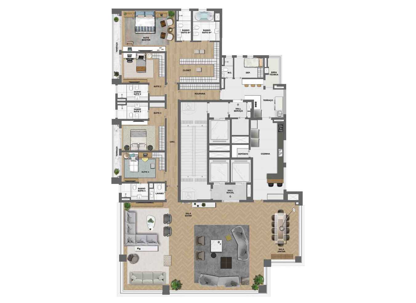 Planta - Apartamento à venda em São Paulo, Ibirapuera, com 4 quartos, 375,17m² - Cristiano Rizo
