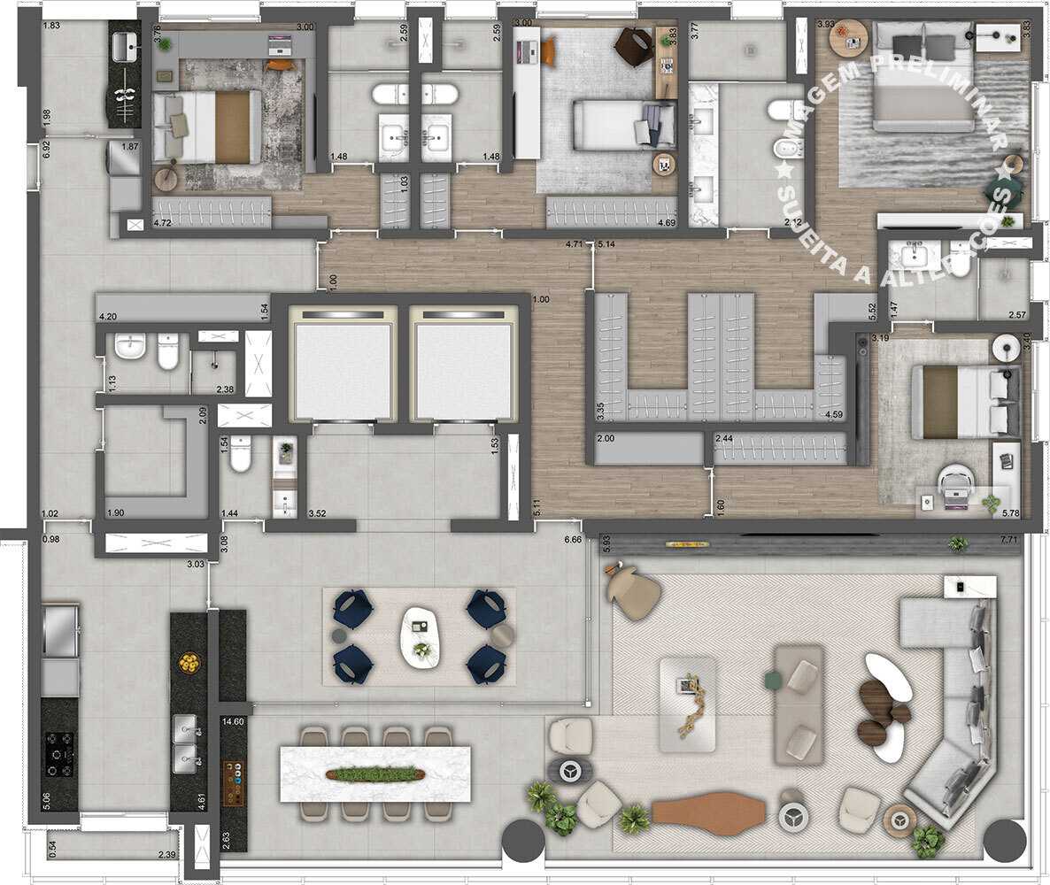 Planta - Apartamento à venda em São Paulo, Ibirapuera, com 4 quartos, 298,33m² - Cristiano Rizo