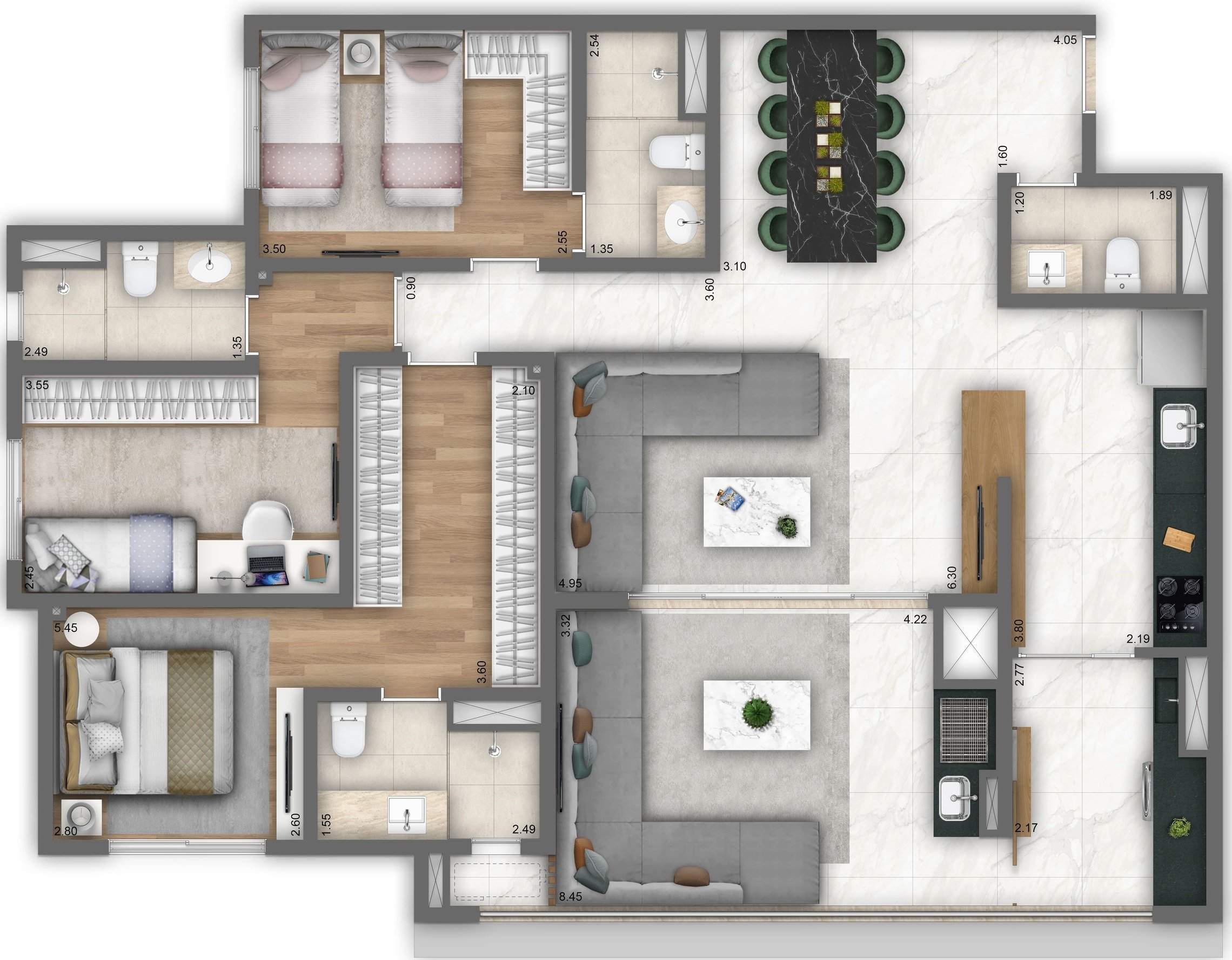 Planta - Apartamento à venda em São Paulo, Chácara Klabin, com 3 quartos, 121,62m² - Cristiano Rizo