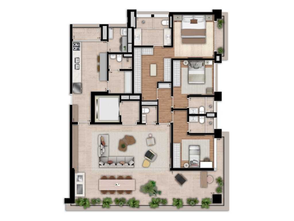 Planta - Apartamento a venda na Vila Nova Conceição - 195,7, 3 Suítes com 3 Vagas, Pronto para Morar - Cristiano Rizo