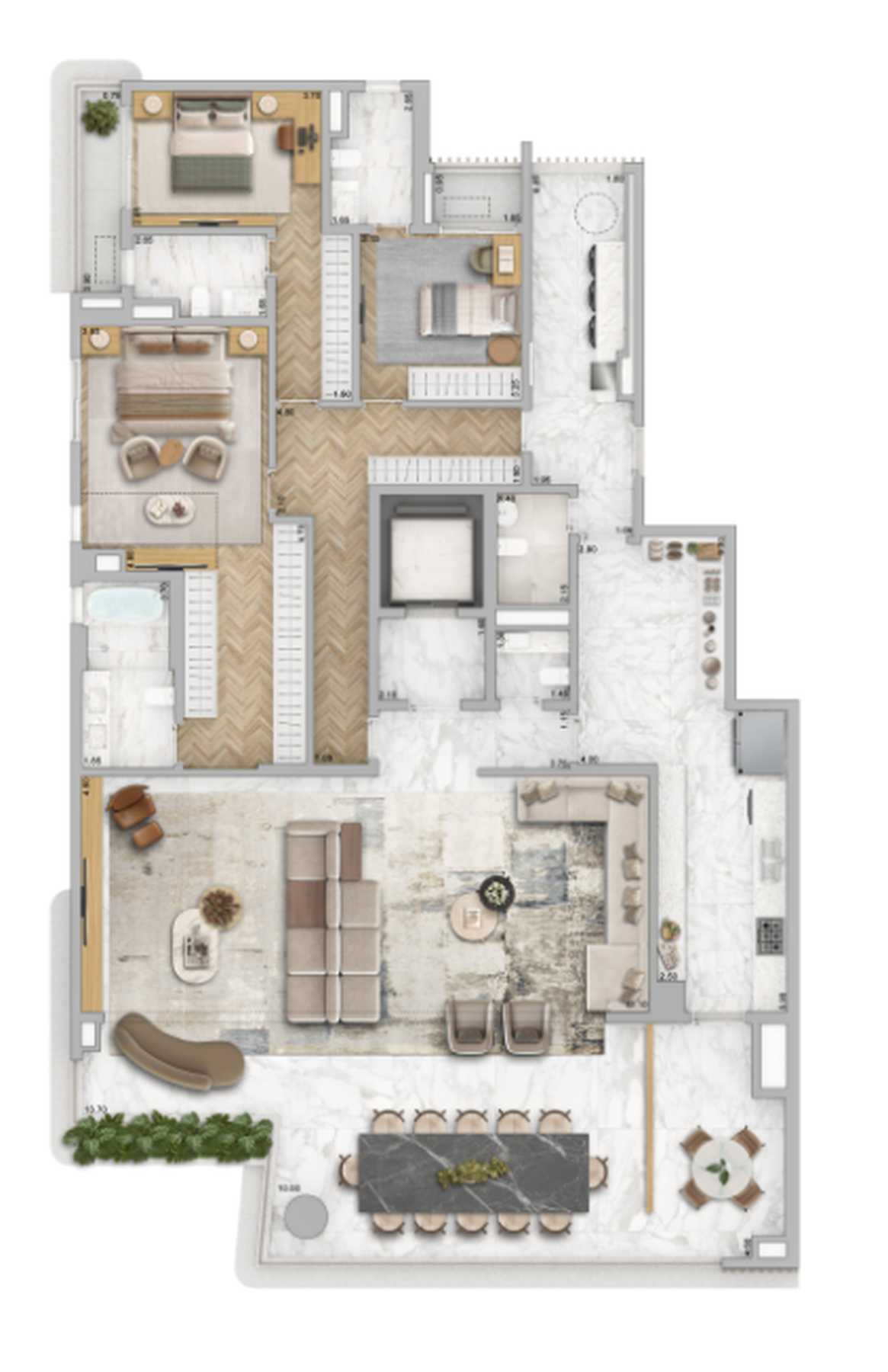 Planta - Apartamento à venda em São Paulo, Ibirapuera, com 4 quartos, 280,75m² - Cristiano Rizo