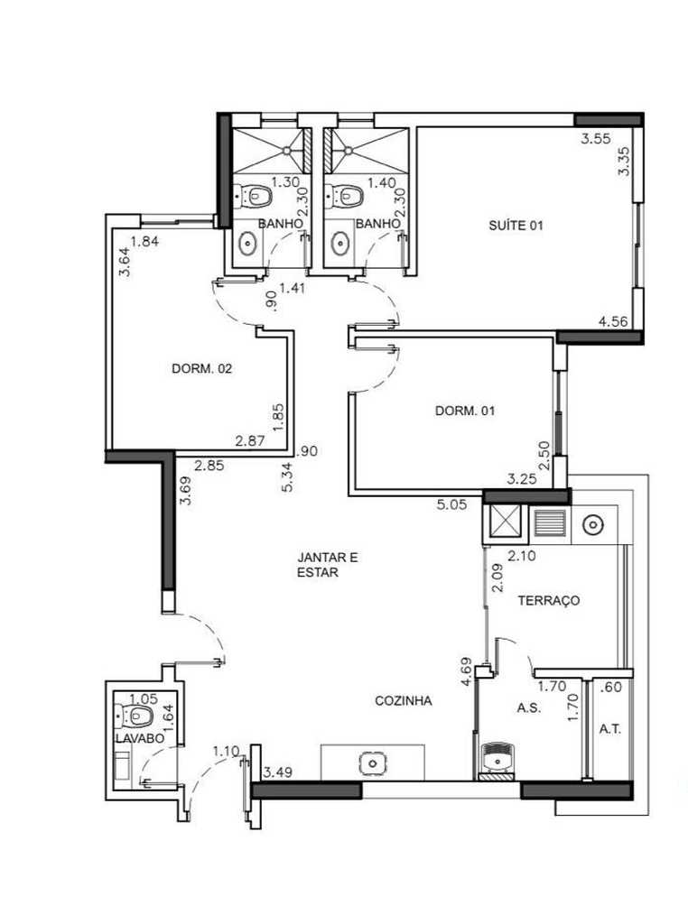 Planta - Rarita Lorenzini - 89m², 3 Dorms, 2 vagas, Lazer Completo, a venda em São Caetano do Sul - Cristiano Rizo